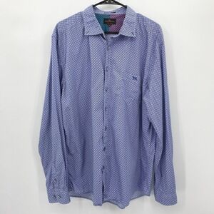 RODD & GUNN Men's Blue Geometric‎ Print Long Sleeve Button Down Shirt Size 2XL